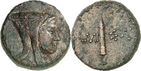 PONTOS. 
STÄDTE. 
AMISOS / PEIRAIEUS (Samsun). AE-Obolos 27mm (100/85 v.Chr.) 20,69g. Mithraskopf m. Tiara n.r. / AMI- SoY Gorytos. SNG BM&nbsp; Typ...