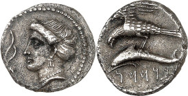 PAPHLAGONIEN. 
STÄDTE. 
SINOPE. Sysinas, Sohn des Datames. Drachme (360/333 5,03g, Halbstater nach persischem Fuß. Kopf der Nymphe Sinope mit Halske...