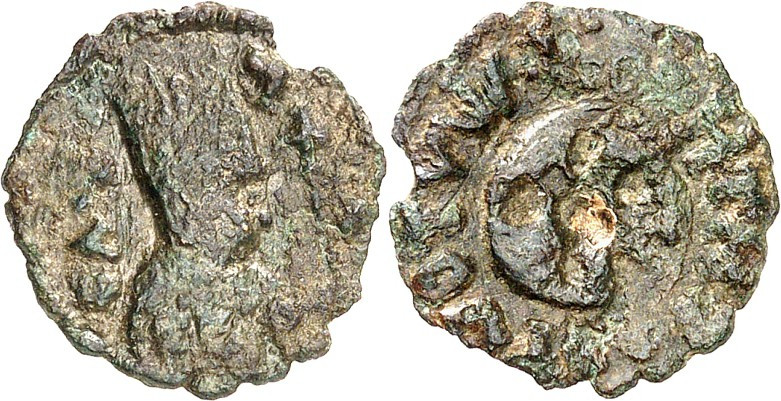 AXUM (Äthiopien). 
Anonym um 450-525 n.Chr. AE-"Obolos" 15mm 0,78g. Büste in Or...