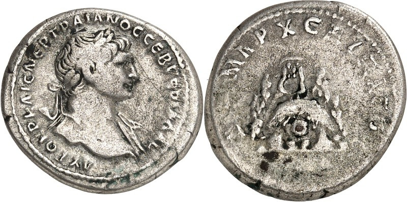 KAPPADOKIEN. 
KAISAREIA am Argaios (Kayseri). 
Traianus 98-117. Didrachmon (11...