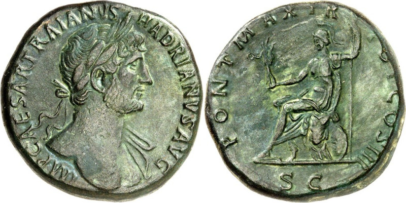 RÖMISCHES KAISERREICH. 
HADRIANUS 117-138. AE-Sesterz (119/122) 18,16g. Büste m...