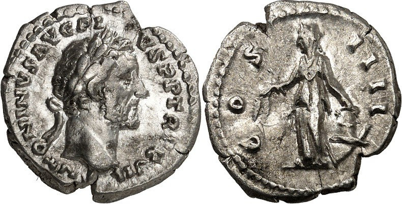 RÖMISCHES KAISERREICH. 
ANTONINUS PIUS Augustus 138-161. Denar (155) 2,86g. Bel...