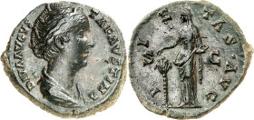 RÖMISCHES KAISERREICH. 
Diva Faustina senior z.Z. Antoninus Pius 141/161. AE-As (141) 10,50g. Büste mit Palla n.r. DIVA AVGVSTA - FAVSTINA / PIET-AS ...