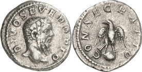 RÖMISCHES KAISERREICH. 
Divus Severus z.Z. Caracalla 211/217. Denar (211) 2,87g. Kopf n.r. DIVO SEVERO PIO / CONSECRATIO Adler steht auf fulmen v.v.,...