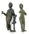 OBJEKTE AUS BRONZE. 
FIGUREN. 
Statuette der Venus römisch 1.-3. Jahrh., H.80mm, H.75mm 2 Figuren. .
