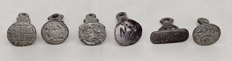 OBJEKTE AUS BRONZE. 
SCHMUCK. 
LOTS. 6 mittlelalterliche osmanische Br-Siegel....
