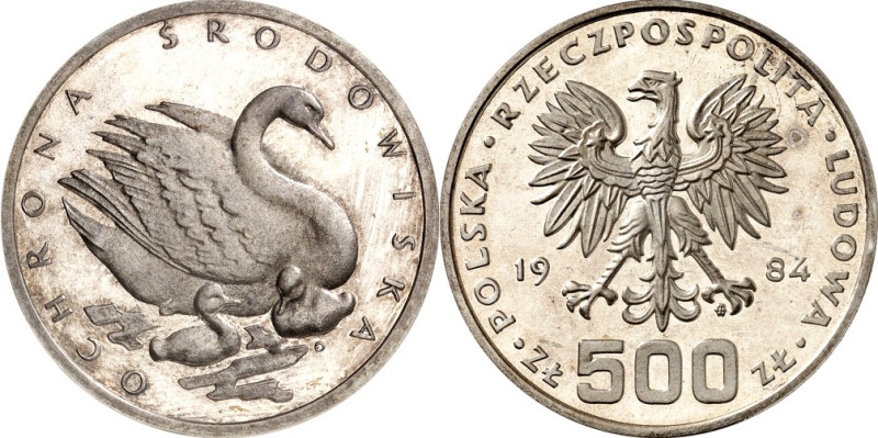 POLEN. 
Volksrepublik. 
500 Zlotych 1984 Schwan n.r. KM&nbsp; 154. . 


P.P