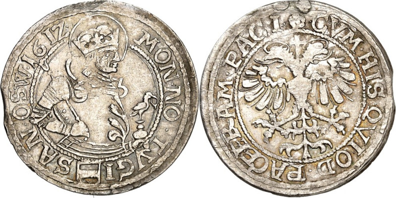 SCHWEIZ. 
ZUG, Kanton. 
Dicken (Sechsbätzner) 161Z. Geharn. Hüftb. Hl.Oswald n...