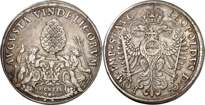 Augsburg, Stadt. 
z.Z. Leopold I. 1657-1705. Reichstaler 1694 Pyr zwischen den ...