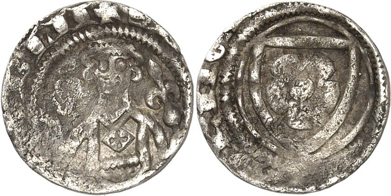 Lippe/-Detmold. 
Simon III. 1360- 1410. Pfennig 1360-70 Horn 0,95g. SIM* Barhäu...