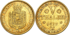 Hannover, Kgr.. 
Georg III. (1760-)1815-1820. 5 Taler Gold 1813. AKS 2, J. 101. Schlumb.348, Fr.619.. 


ss