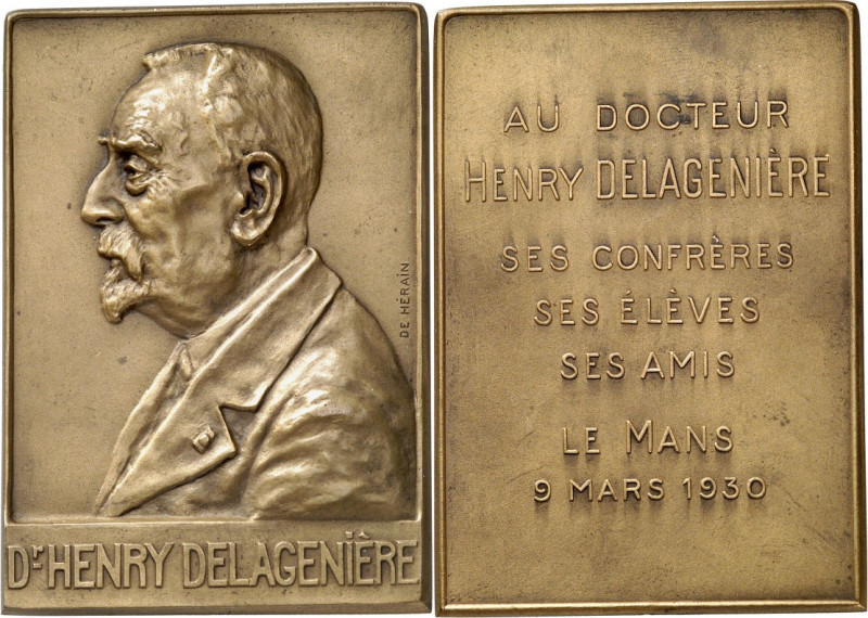 PERSONEN. 
MEDIZINER. 
DELAGENIERE, Henry Yves *1858 Paris +1930 Royan. Plaket...