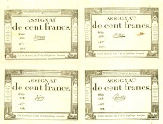FRANKREICH. 
Assignaten. 
100 Francs 7.1.1795 18 Nivose An III 4er-Bogen mit 4 Unterschriften. Pi. A78. . 


gefaltet,II