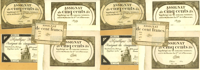 FRANKREICH. 
Assignaten. 
LOTS. Lot Assignate z.T. aufgezogen. Pi. A72,A77(3),...