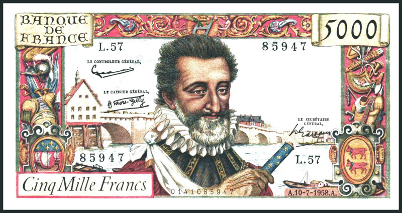 FRANKREICH. 
IV. Republik- 1947-1958. 
5000 Francs 10.7.1958 König Henry IV. P...