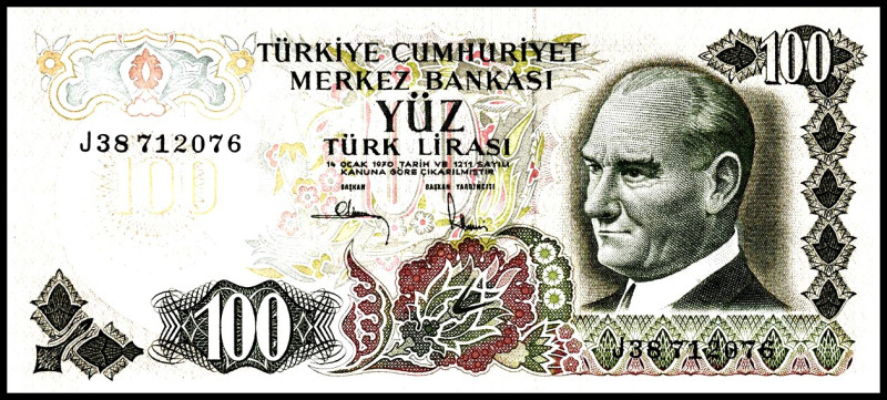 TÜRKEI. 
100 Lira 14.1.1970. Pick&nbsp; 189a. . 


I