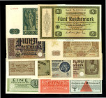 Sammlungen und Lots 1871 bis heute. 
Deutsche Besetzungsausgaben II. Weltkrieg 1939-1945. Lot Ros.502, 511, 519, 550a (2), 551-555,574,580,700 15 Sch...