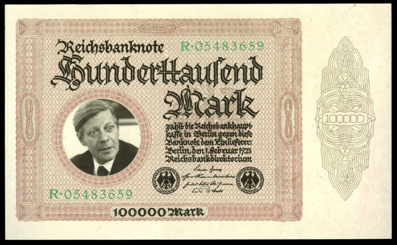 DEUTSCHE GEBIETE. 
Bundesrepublik-Propagandascheine. nach 100.000 Mark 1.2.1923...