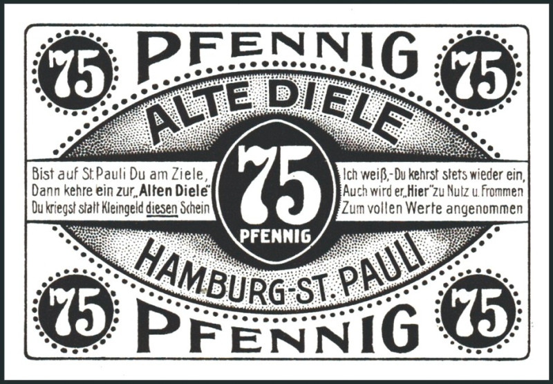 HAMBURG. 
Hamburg, Alte Diele. 50, 75 Pfg. o.D. -31.12.1921. (2x6) weißer, grau...