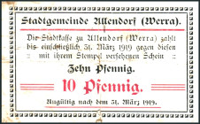 HESSEN. 
Allendorf a.d. Werra, Stadt. 10 Pf. o.D.(1917)-31.3.1919. Gra. A 5.1a. . 


IV