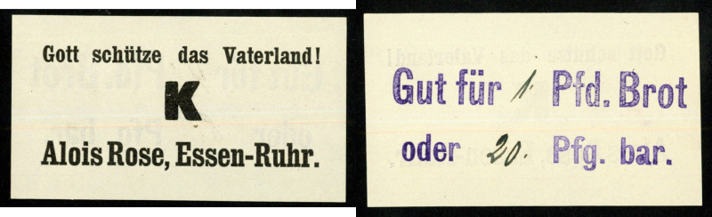 RHEINLAND. 
Essen, Alois Rose. 20,40,60,80,100 Pfg. o.D. für 1,2,3,4,5 Pfd. Bro...