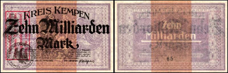 RHEINLAND. 
Kempen, Kreis, Gemeinschaftl.. 10 Mrd. Mark 10.10.1923 -1.4.1924. K...