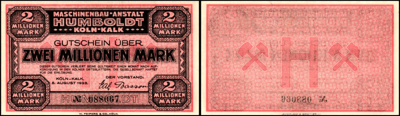 RHEINLAND. 
Köln-Kalk, Maschinenbau-Anstalt Humboldt. 1, 2 Mio.Mark 8.8.1923 (2...