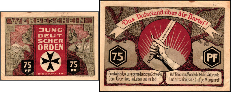 SCHLESWIG/-HOLSTEIN. 
Kiel, Jungdeutscher Orden. 75 Pf. o.D. Li. 675. . 


k...