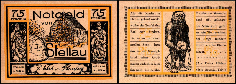 SCHLESWIG/-HOLSTEIN. 
Stellau,Ehrk u. Hornfeldt, Gemeinden. 2x 50,75Pf. 1.8.192...