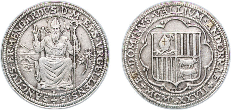 Andorra Principalty 1977 Medal - Joan Martí i Alanis (Saint Ermengol) Silver (.9...