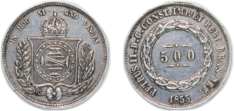 Brazil Empire 1855 500 Réis - Pedro II Silver (.917) Rio de Janeiro Mint (211769...