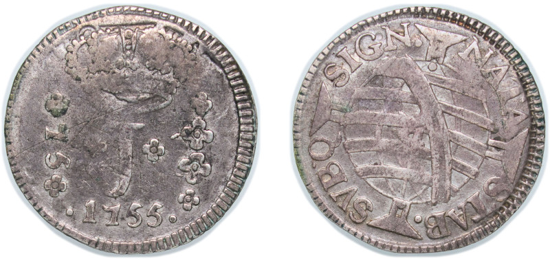 Brazil Portuguese colony 1755 R 75 Réis - José I (Province of Minas Gerais; Bahi...