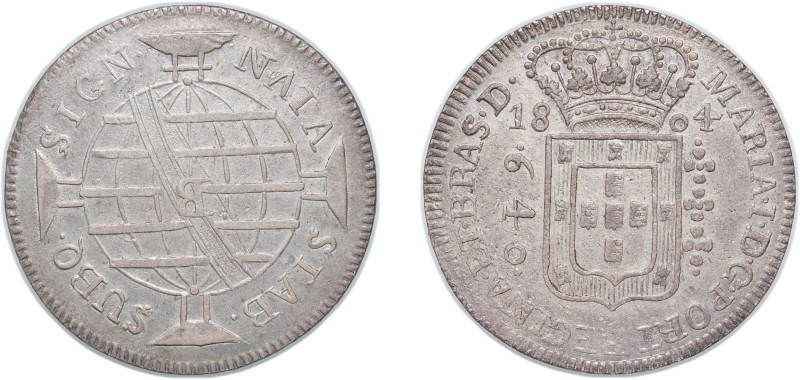 Brazil Portuguese colony 1804 B 640 Réis - Maria I Silver (.917) Bahia Mint (274...