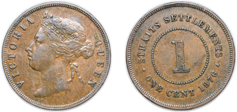 British Malaysia Straits Settlements British colony 1876 1 Cent - Victoria Coppe...