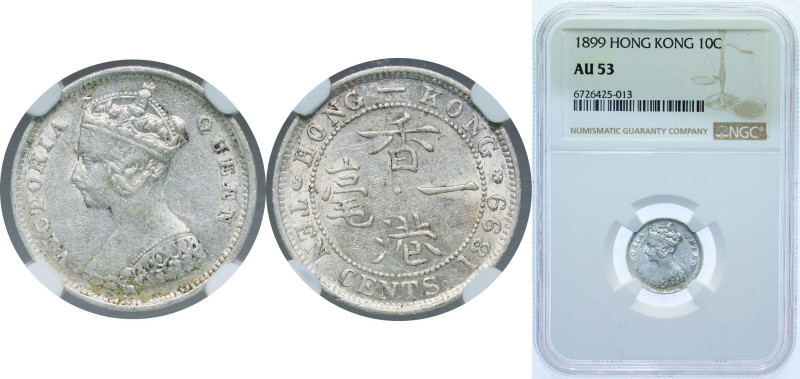 China Hong Kong British colony 1899 10 Cents - Victoria Silver (.800) Royal Mint...