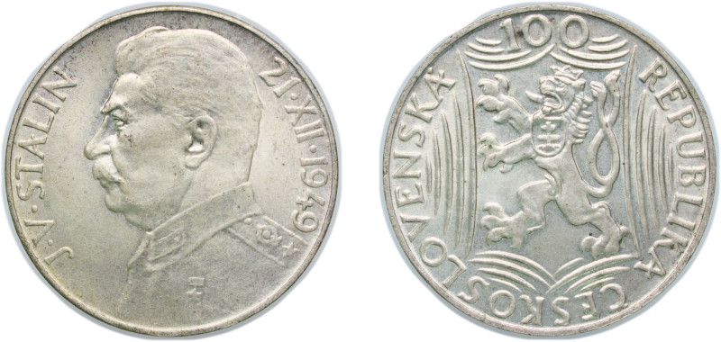 Czechoslovakia People's Republic 1949 100 Korun (Josef V. Stalin) Silver (.500) ...