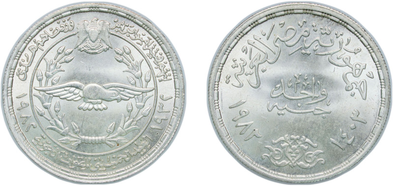 Egypt Arab Republic of Egypt AH 1403 (1982) 1 Pound (Egyptian Air Force) Silver ...