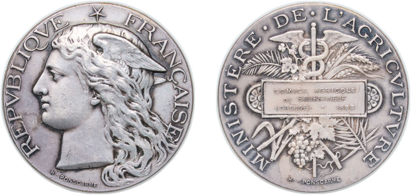 France Third Republic 1883 Medal - Ministère de l'Agriculture Silver 37.72g XF