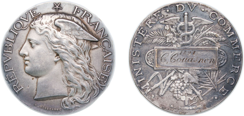 France Third Republic 1898 Medal - Ministére du Commerce Silver 37.33g AU