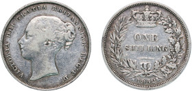 Great Britain United Kingdom 1852 1 Shilling - Victoria (1st portrait; 'Young Head') Silver (.925) (1306500) 5.6g VF KM 734