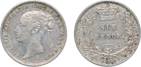 Great Britain United Kingdom 1875 6 Pence - Victoria (1st portrait; 2nd type) Silver (.925) (3256500) 2.8g XF KM 751.1
