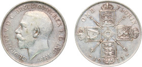 Great Britain United Kingdom 1913 1 Florin - George V (1st issue) Silver (.925) (4545200) 11.3g XF KM 817 Sp 4012