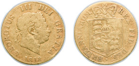 Great Britain United Kingdom 1818 ½ Sovereign - George III Gold (.9167) (1030200) 3.85g F KM 673 Sp 3786