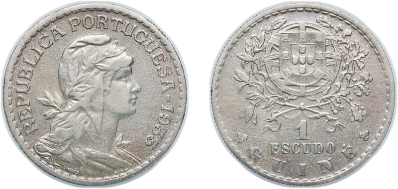 Guinea Portuguese colony 1933 1 Escudo Nickel brass Lisbon Mint 7.92g XF KM 5