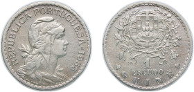 Guinea Portuguese colony 1933 1 Escudo Nickel brass Lisbon Mint 7.92g XF KM 5