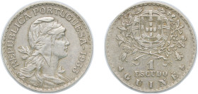 Guinea Portuguese colony 1933 1 Escudo Nickel brass Lisbon Mint (800000) 8.05g XF KM 5 Schön 5 Gomes Gu 09.01