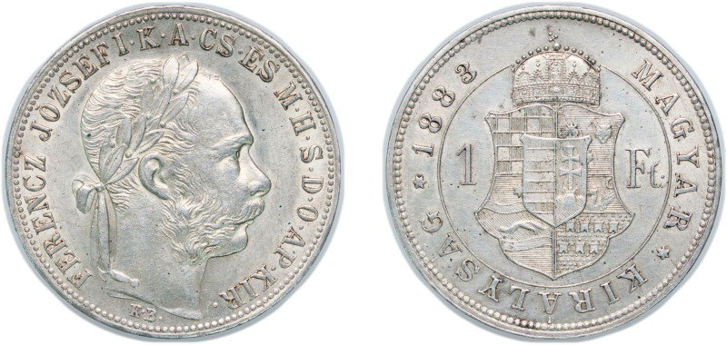 Hungary Austro-Hungarian Empire 1883 KB 1 Forint - Francis Joseph I Silver (.900...