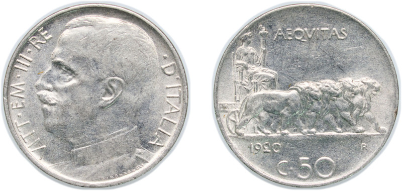 Italy Kingdom 1920 R 50 Centesimi - Victor Emmanuel III Nickel Rome Mint (294503...