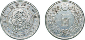Japan Empire M41 (1908) 年一十四治明 1 Yen - Meiji (small type) Silver (.900) (334705) 26.96g XF Y A25.3