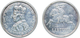 Lithuania Republic 1936 10 Litų (Vytautas) Silver (.750) (720000) 18g XF Cleaned KM 83